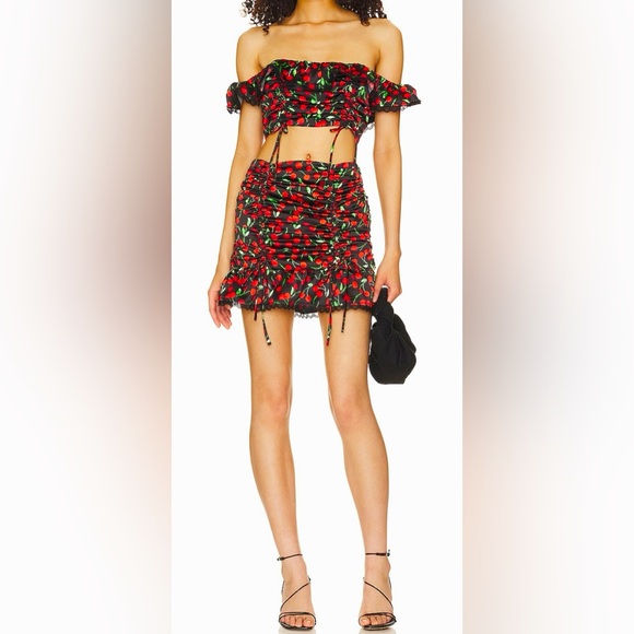 REVOLVE Dresses & Skirts - NWT MAJORELLE/Revolve, Black Cherry Mini Skirt and Top set in Size Small
